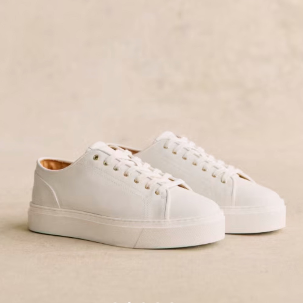 NWOB Maël Sézane Trainers White Leather Platform Sneakers Size 10 41 RET $180